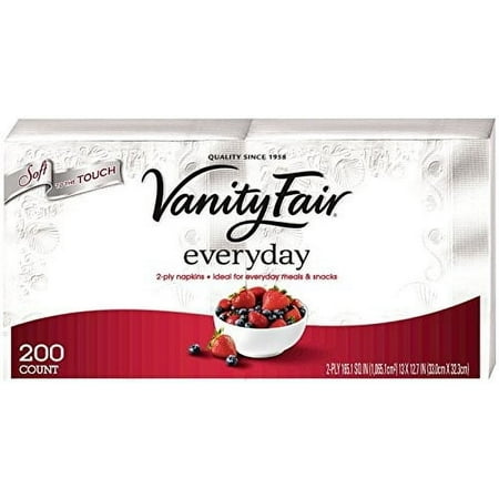 Vanity Fair Everyday Napkins, White - 200 ct (Pack of 4)