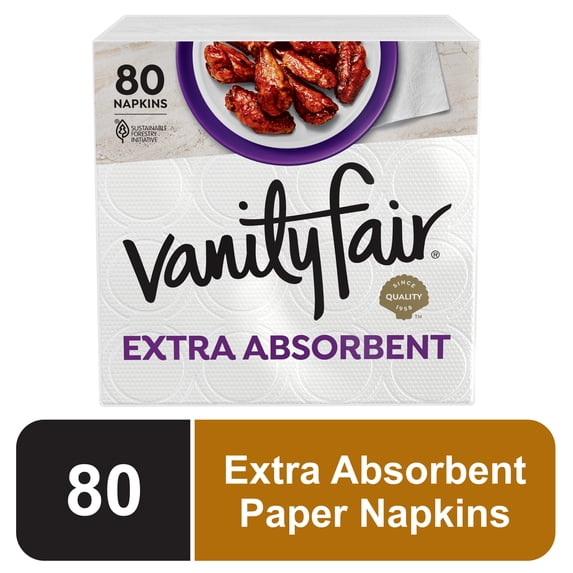 Vanity Fair Extra Absorbent 6.4 in x 6.45 in 2-Ply White Napkins (80 Count)