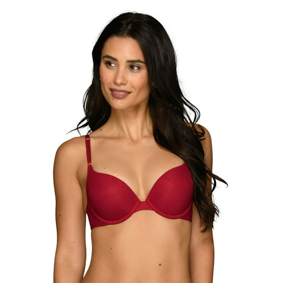 Vanity Fair® Extreme Ego Boost Push-Up Bra 2131101 by Lily of France Color: Holly Red Pattern Size: 34 B