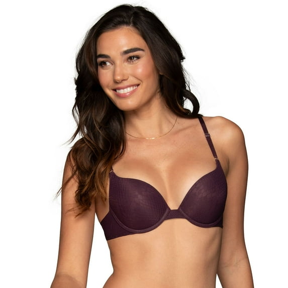 Vanity Fair® Extreme Ego Boost Push-Up Bra 2131101 by Lily of France Color: Midnight Plum Pattern Size: 36 A
