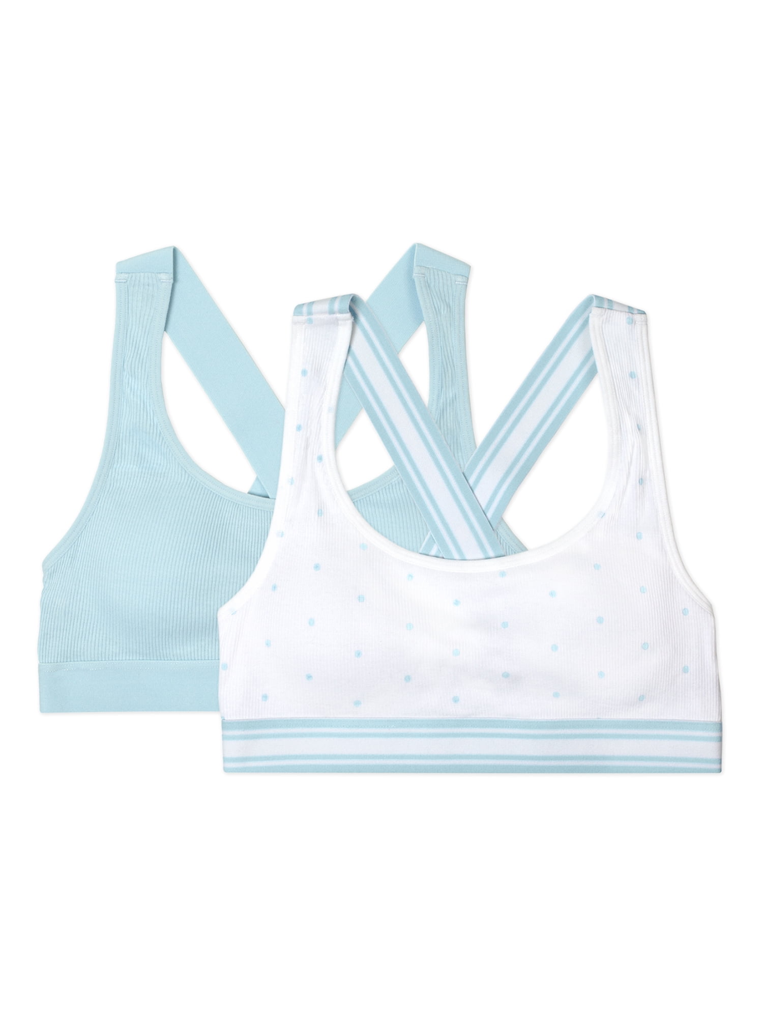 Vanity Fair Girls Bras, 2Pack Ribbed Elastic Back Scoop Neck, Sizes