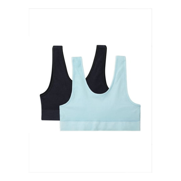 Vanity Fair Girls Bras, 2-Pack Ribbed Scoop Neck, Sizes 32A-38A