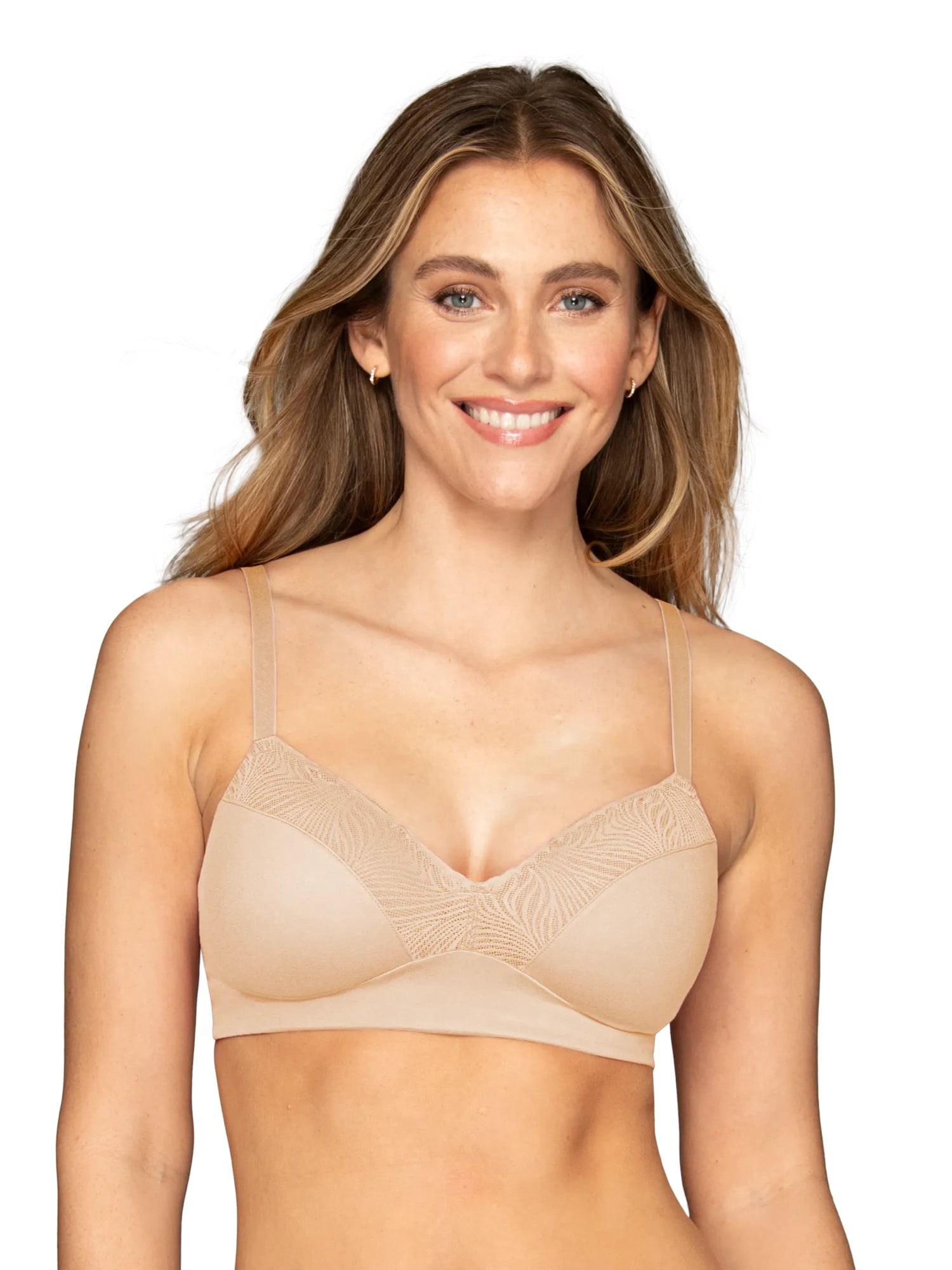 Vanity Fair Lingerie Women's Effortless Wireless Bra, Convertible Straps, Smooth Lace, Sizes S-3XL, Style 72125