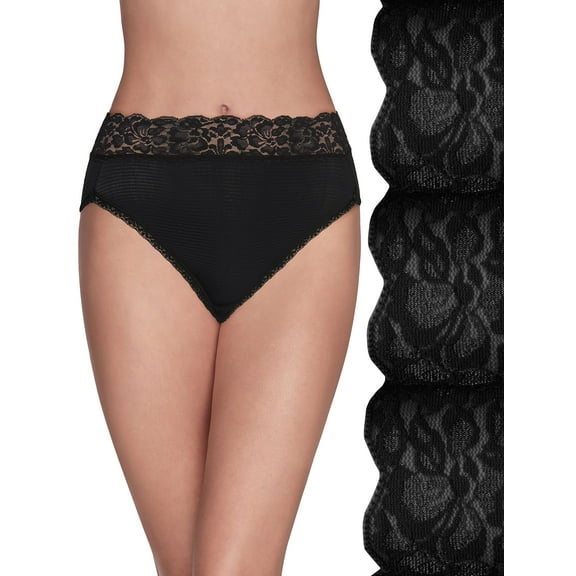 Vanity Fair Lingerie Women's Flattering Lace Hi-Cut Underwear, 3-Pack