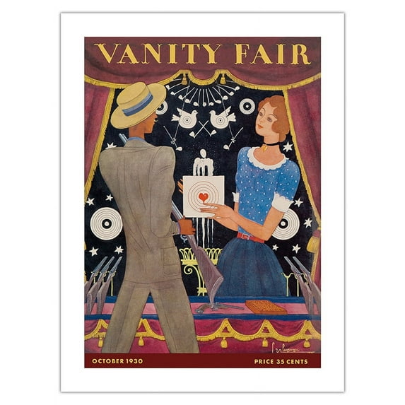 Vanity Fair - Magazine Cover October 1930 - Carnival Shooting Gallery - Vintage Magazine Cover by Georges Lepape c.1930 - Bamboo Fine Art 290gsm Paper Print (Unframed) 18x24in