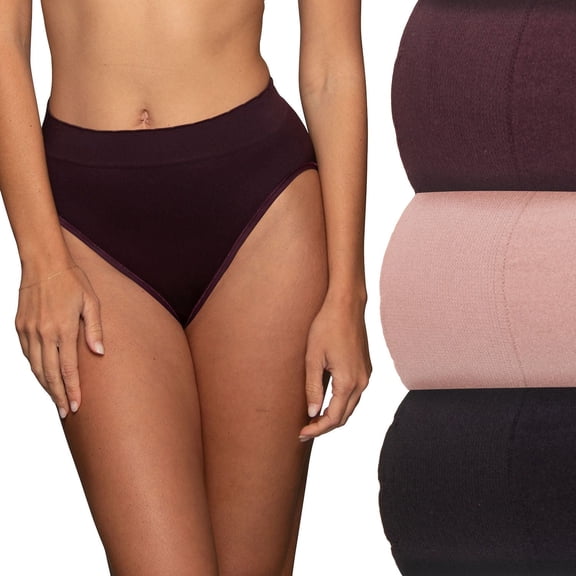 Vanity Fair® No Pinch No Show Seamless Hi-Cut 3-Pack Brief Panty Set 13417 Color: Midnight Plum Asst Size: 8