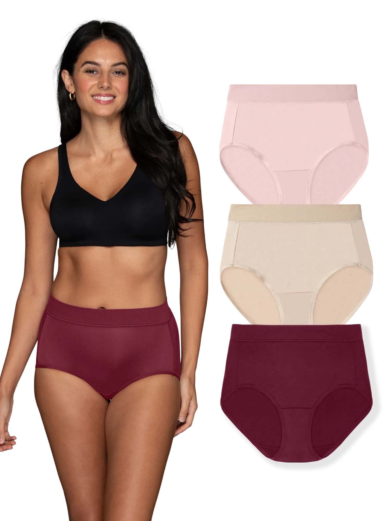 Vanity Fair Radiant Collection Women's 360 Comfort Brief Underwear, 3 Pack, Sizes S-5XL