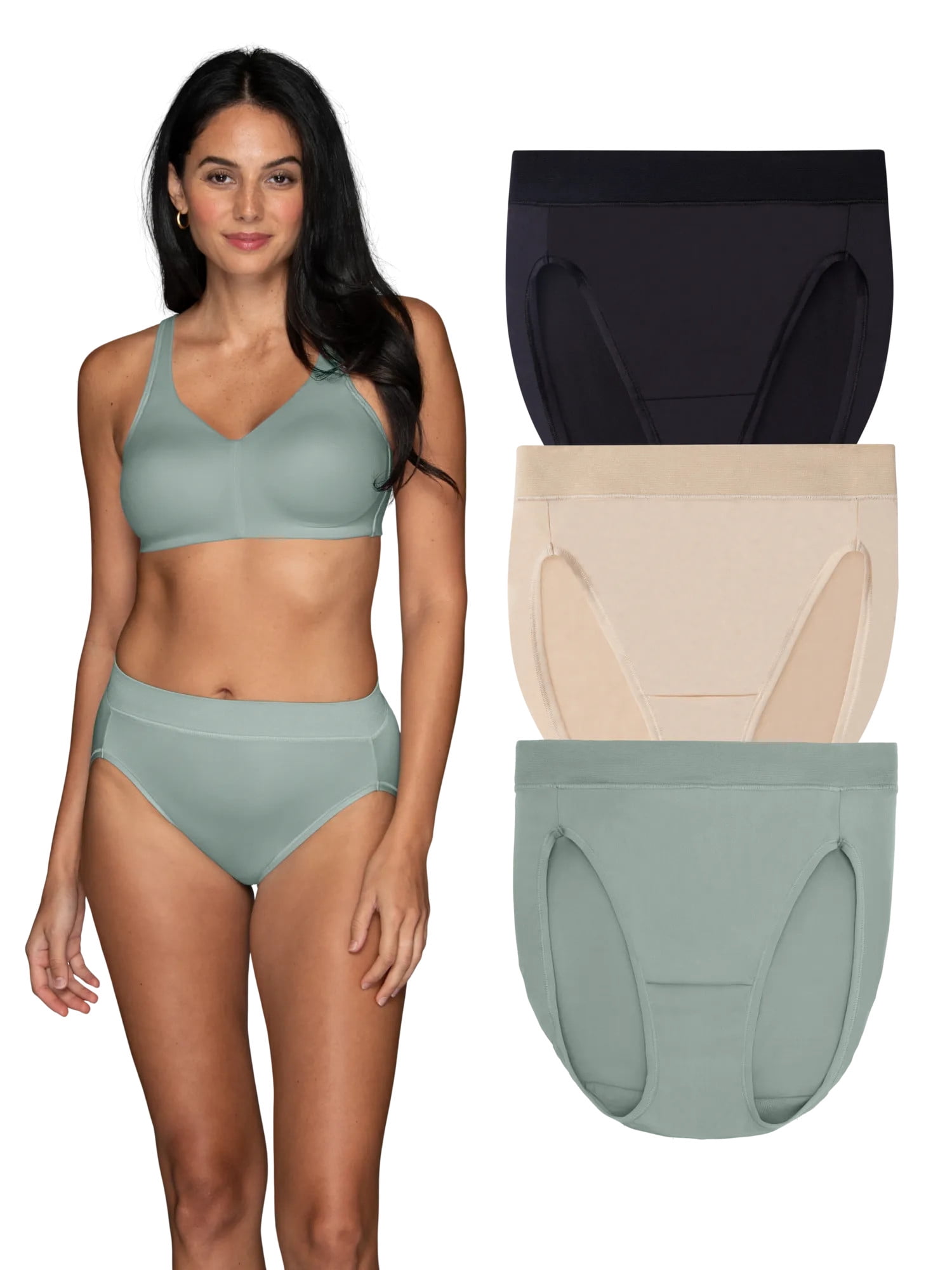 Vanity Fair Radiant Collection Women's 360 Comfort Hi-Cut Brief Underwear, 3-Pack, Sizes S-5XL