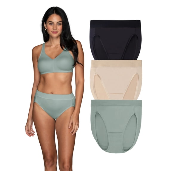Vanity Fair Radiant Collection Women's 360 Comfort Hi-Cut Brief Underwear, 3-Pack, Sizes S-5XL