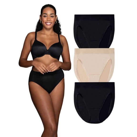 Vanity Fair Radiant Collection Women's 360 Comfort Hi-Cut Brief Underwear, 3-Pack, Sizes S-5XL