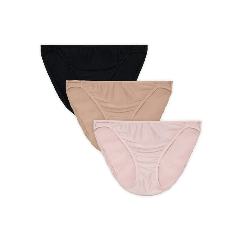 Hanes Premium Women's 4pk Bikini Underwear Briefs - Beige/Pink/Black L