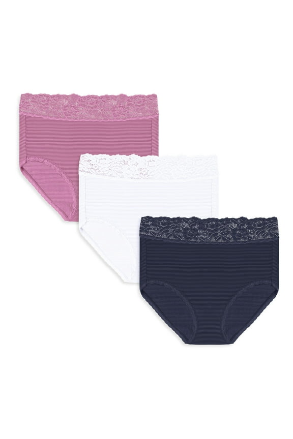 Women's Light and Luxe Brief Underwear - Stretch Lace Waistband, 3-Pack, Sizes S-5XL