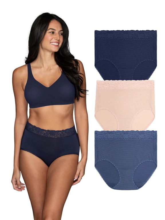 Women's Light and Luxe Brief Underwear - Stretch Lace Waistband, 3-Pack, Sizes S-5XL