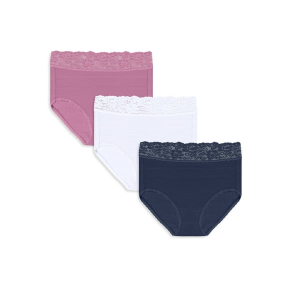 Vanity Fair Radiant Women's Light and Luxe Brief Underwear - Stretch Lace Waistband, 3-Pack, Sizes S-5XL