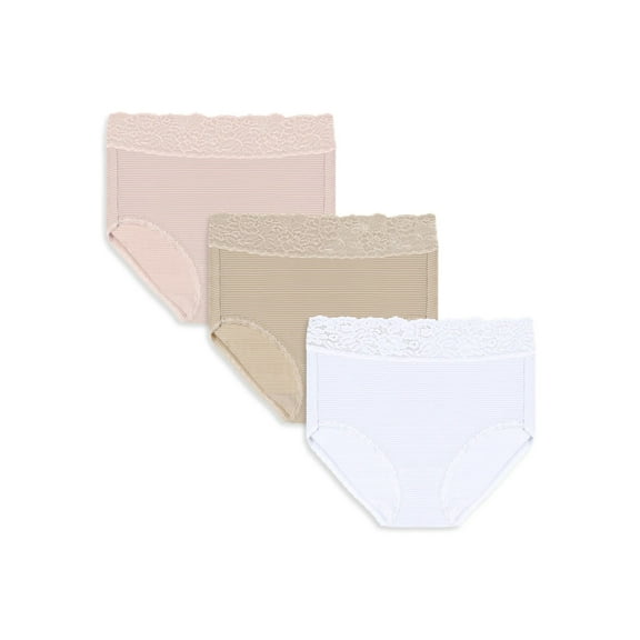 Vanity Fair Radiant Women's Light and Luxe Brief Underwear - Stretch Lace Waistband, 3-Pack, Sizes S-5XL
