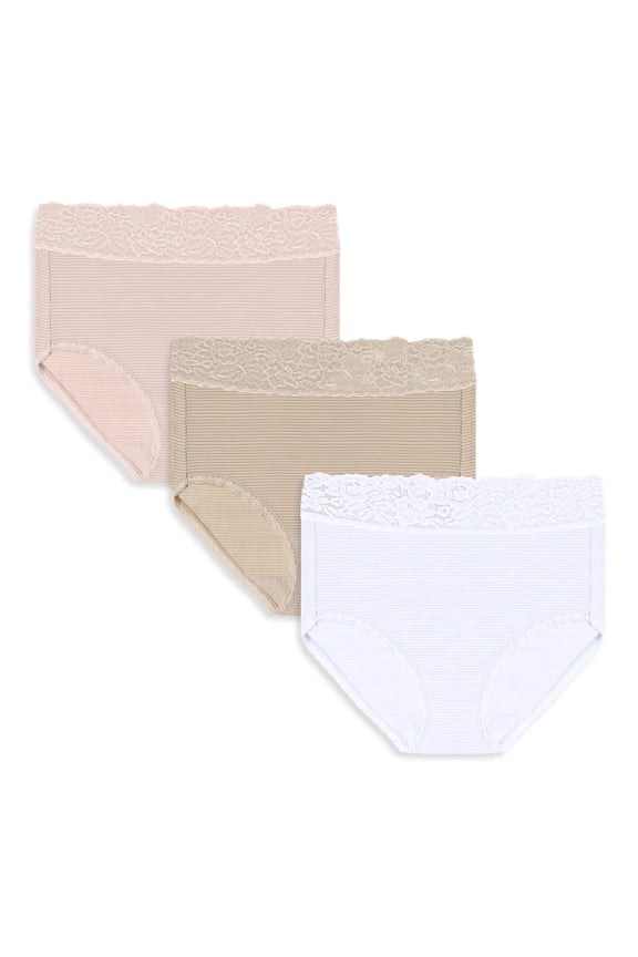 Women's Light and Luxe Brief Underwear - Stretch Lace Waistband, 3-Pack, Sizes S-5XL