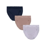 Vanity Fair Radiant Women's Light and Luxe Hi-Cut Brief Underwear - Stretch Lace Waistband, 3-Pack, Sizes S-5XL