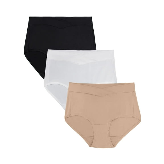 Vanity Fair Radiant Women's Silky Stretch Brief Underwear - V-Front Waist, Comfort Stretch, 3-Pack, Sizes S-5XL