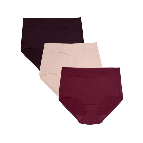 Vanity Fair Radiant Women's Silky Stretch Brief Underwear - V-Front Waist, Comfort Stretch, 3-Pack, Sizes S-5XL