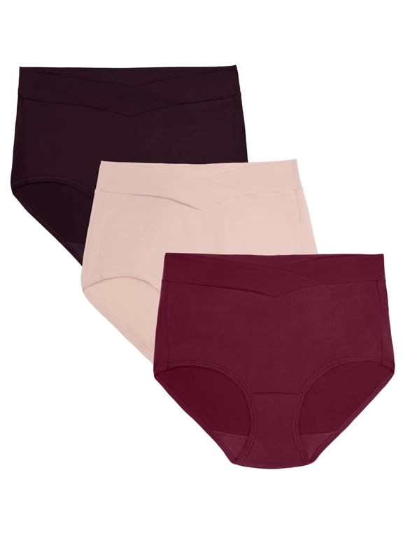 Women's Silky Stretch Brief Underwear - V-Front Waist, Comfort Stretch, 3-Pack, Sizes S-5XL