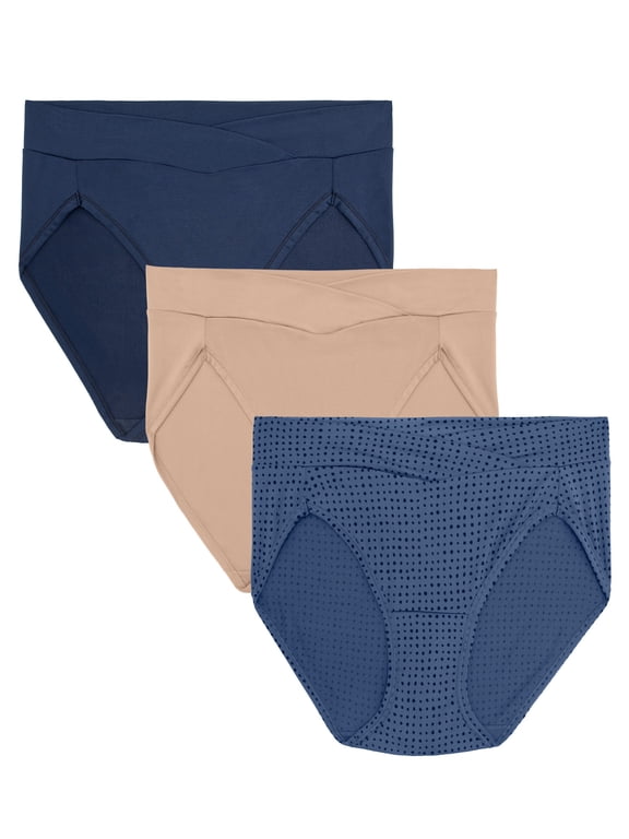Women's Silky Stretch Hi-Cut Brief Underwear - V-Front Waist, Comfort Stretch, 3-Pack, Sizes S-5XL