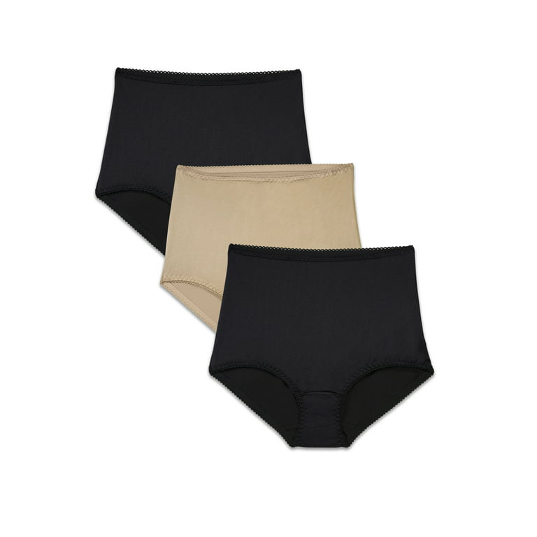 2-pack Invisible Light Shaping Briefs - Black/light beige - Ladies