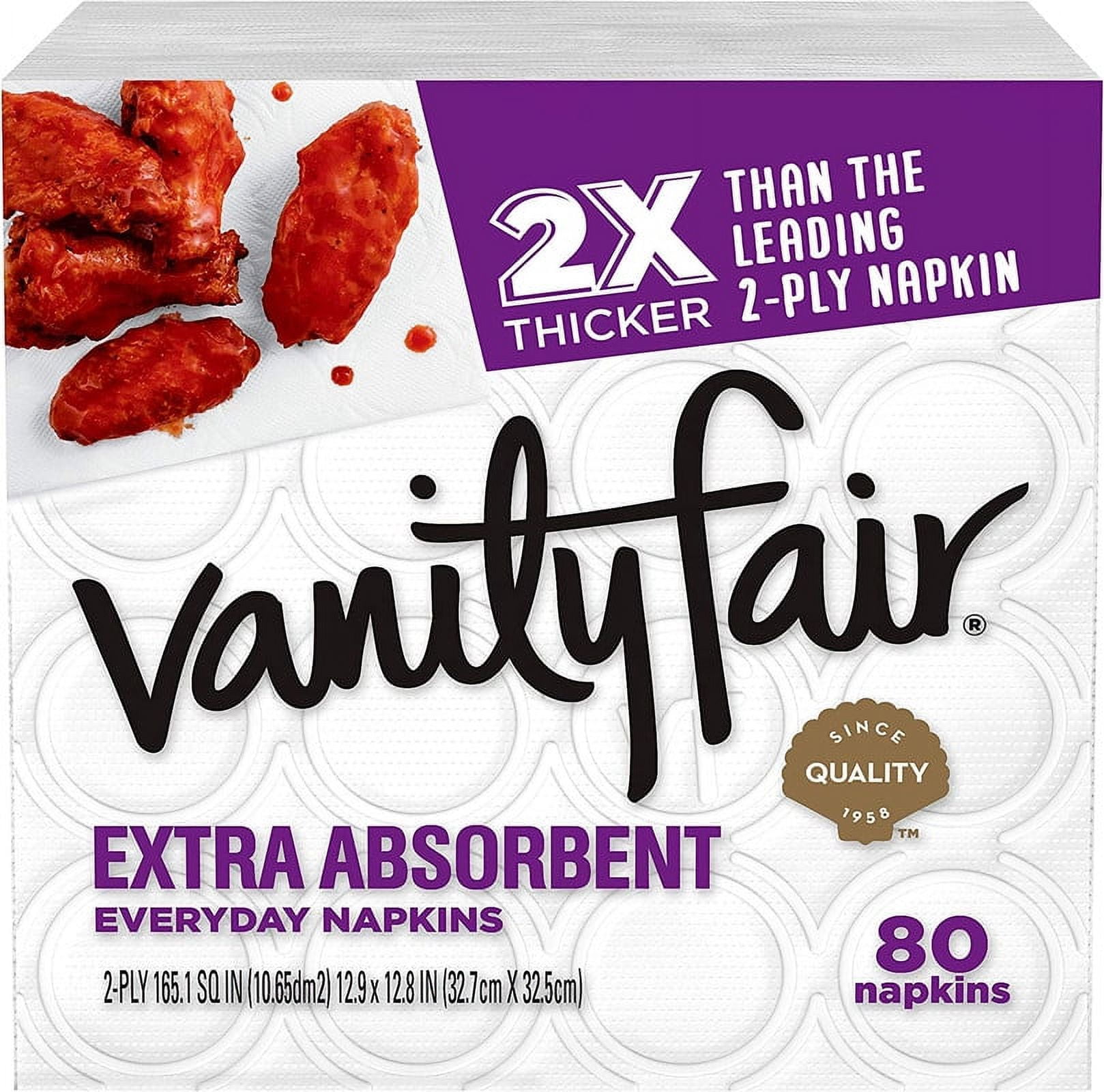 Vanity Fair Vanity Napkins, Extra-Absorbent, 2-Ply, 80-Ct. 12 Pack