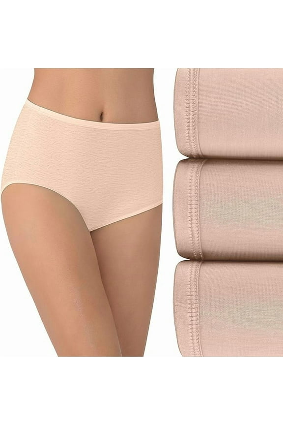 Women's 3 Pack Illumination Brief Panty 13109, Rose Beige, Medium/6