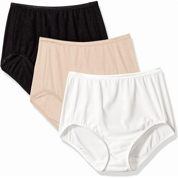 Vanity Fair Women's 3 Pack Illumination Brief Panty 13109, Star White/Rose Beige/Midnight Black, Medium/6