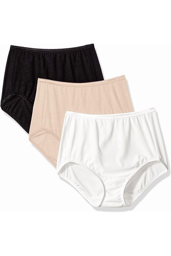 Women's 3 Pack Illumination Brief Panty 13109, Star White/Rose Beige/Midnight Black, Medium/6