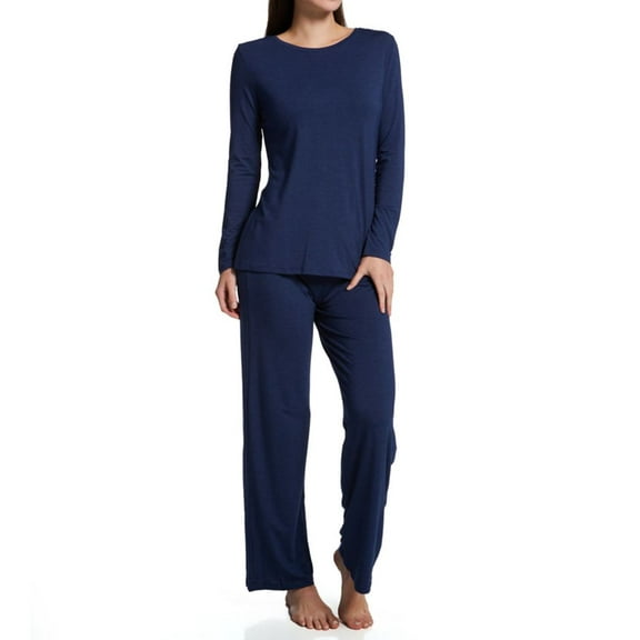 Vanity Fair Women's Beyond Comfort Modal Pajama Set, Long Sleeve,Ghost Navy, 2XL