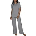 thumbnail image 1 of Vanity Fair Women's Beyond Comfort Modal Pajama Set, Short Sleeve, Steel Grey Heather, S, 1 of 4