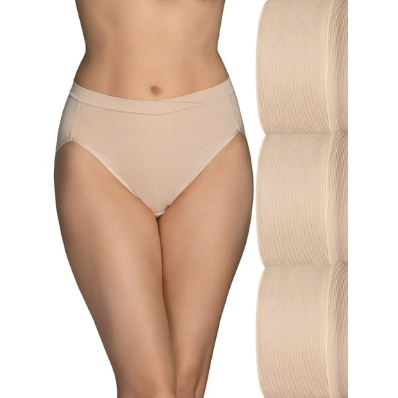 Vanity Fair Women's Beyond Comfort Silky Stretch Hi-Cut Underwear, 3 Pack