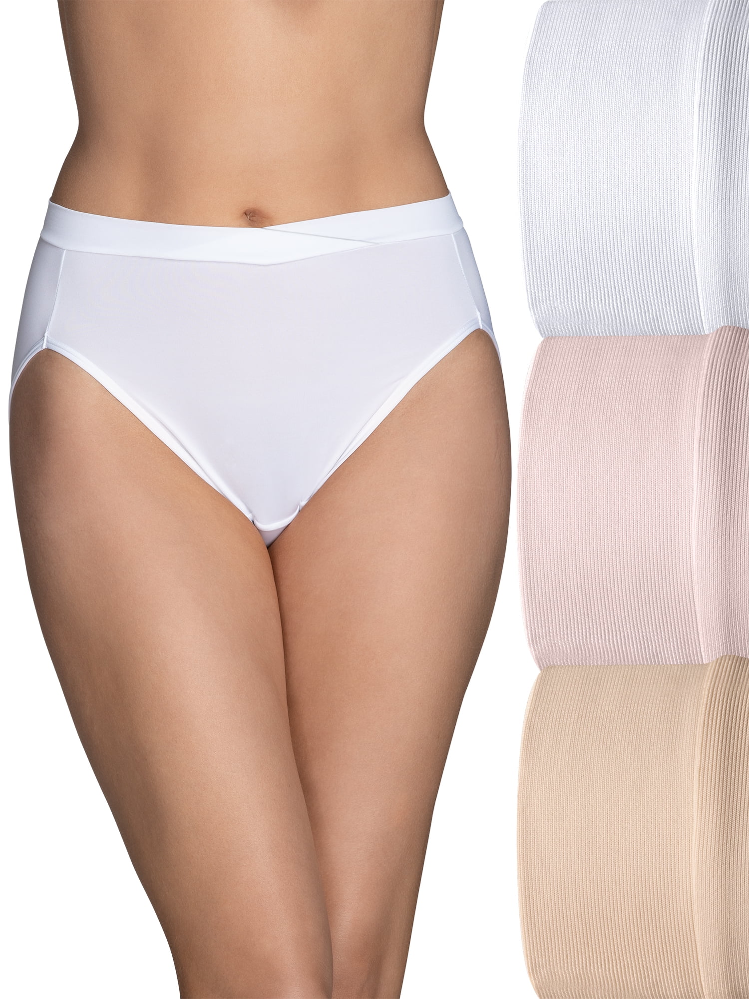 Vanity Fair Women's Beyond Comfort Silky Stretch Hi-Cut Underwear, 3 Pack 