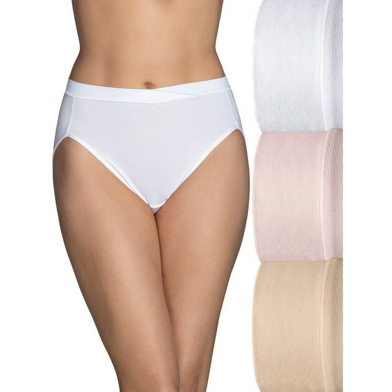 Vanity Fair Women's Beyond Comfort Silky Stretch Hi-Cut Underwear, 3 Pack