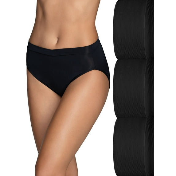 Vanity Fair Women's Beyond Comfort Silky Stretch Hi-Cut Underwear, 3 Pack
