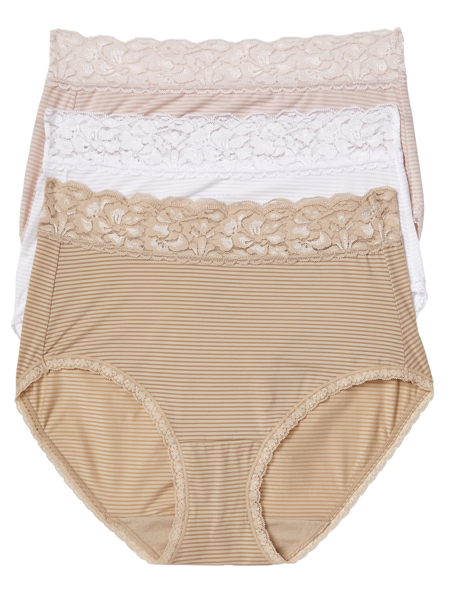 Vanity Fair Women's Flattering Lace Brief Panties, 3 Pack, Sizes 69