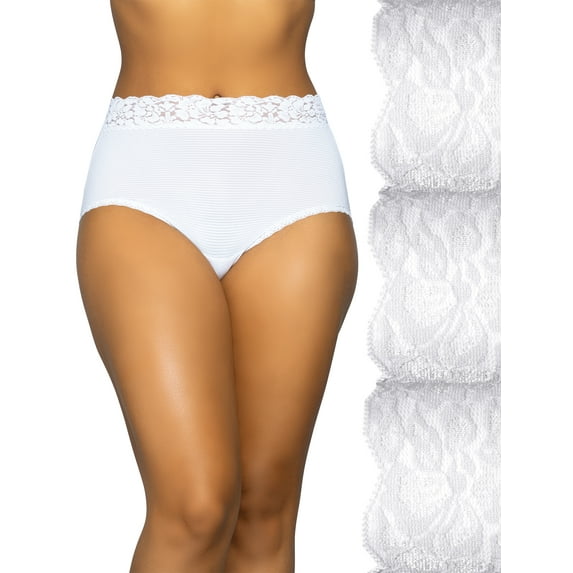 Vanity Fair Lingerie Women's Flattering Lace Brief Underwear, 3-Pack