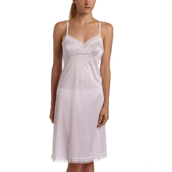 Vanity Fair Women`s Plus Size Rosette Lace Full Slip, 48-24 Length, STAR WHITE