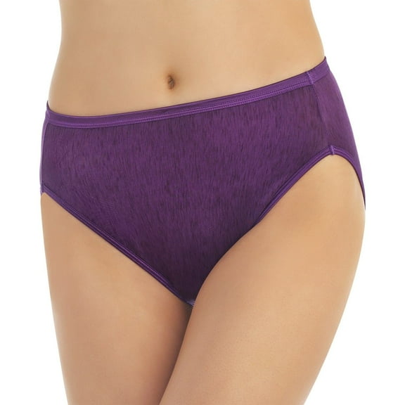 Vanity Fair Womens Body Shine Illumination Hi Cut Panty, 8, NH Sangria 2