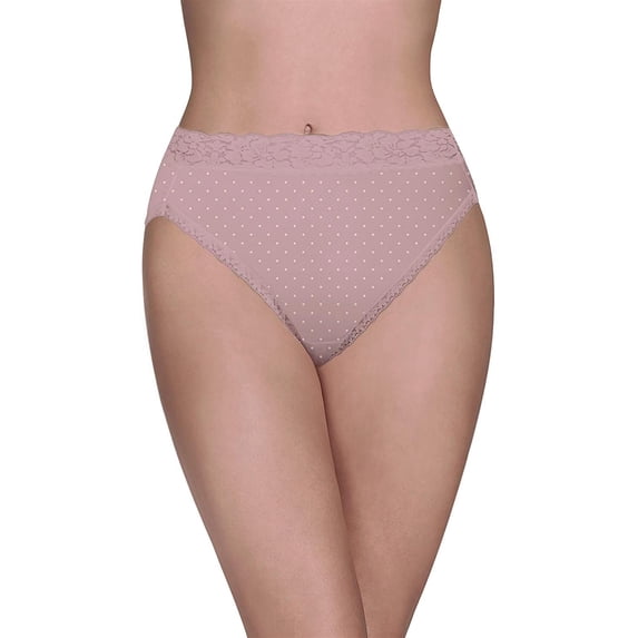 Vanity Fair Womens Hi Cut Flattering Lace Panty Underwear Lavender 8 X-Large