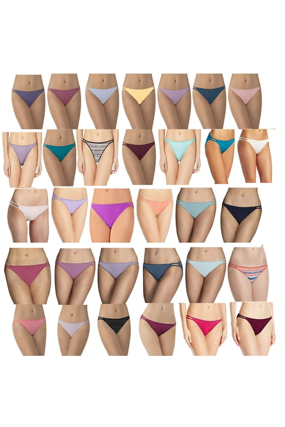 Womens Illumination String Bikini 3-Pair Assorted, Style-18108, Size 5/Small