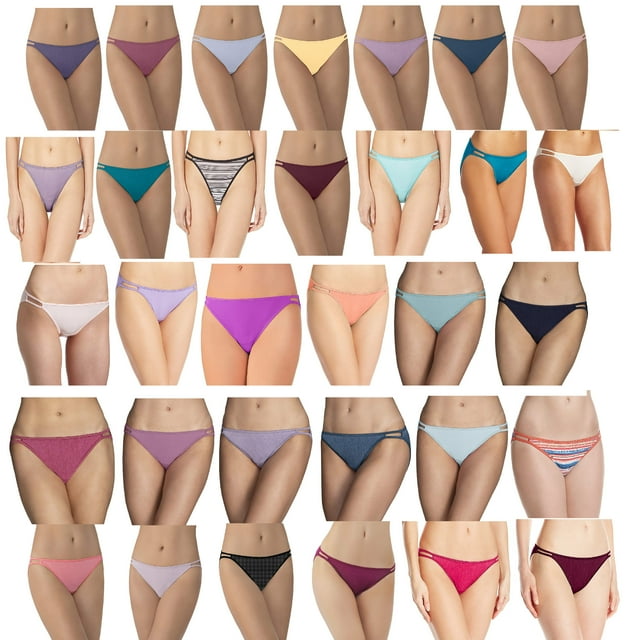 4 Pairs VANITY FAIR String Bikini ILLUMINATION 18108 Black White S/5 ,6 /M - Foto 6