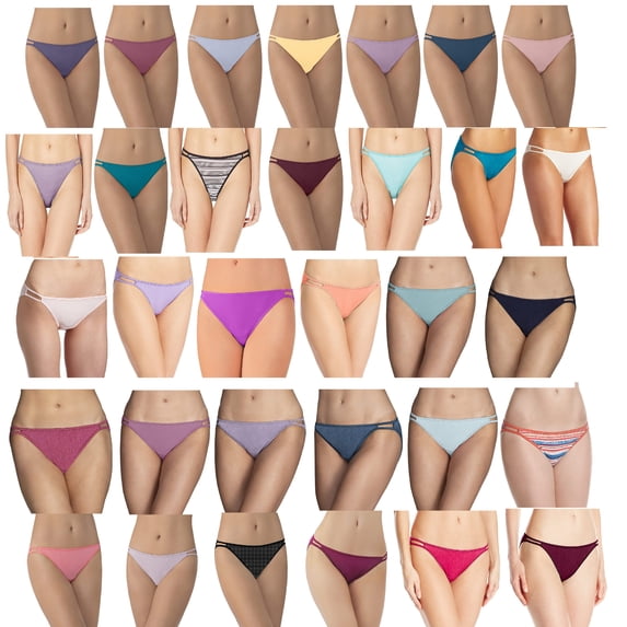 Vanity Fair Womens Illumination String Bikini 3-Pair Assorted, Style-18108, Size 9/XX-Large