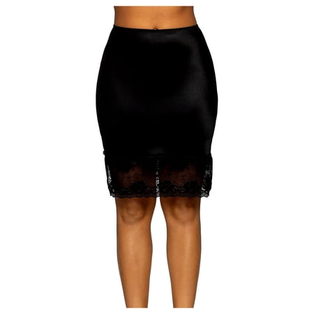 Vanity Fair Womens Lace Half Slip, XL-18 Length, Midnight Black