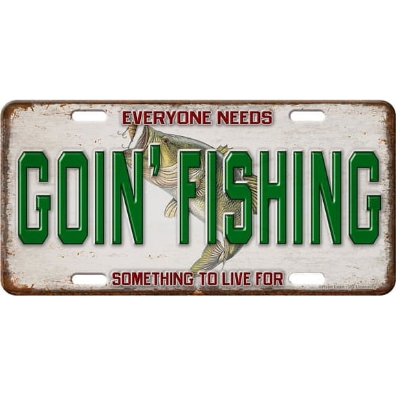 Vanity License Plate 12in x 6in - Goin' Fishing