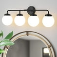 thumbnail image 1 of Vanity Light 4-Light Black Globe Mordern Bathroom Light Fixtures Over Mirror with White Globe Shade, 1 of 7