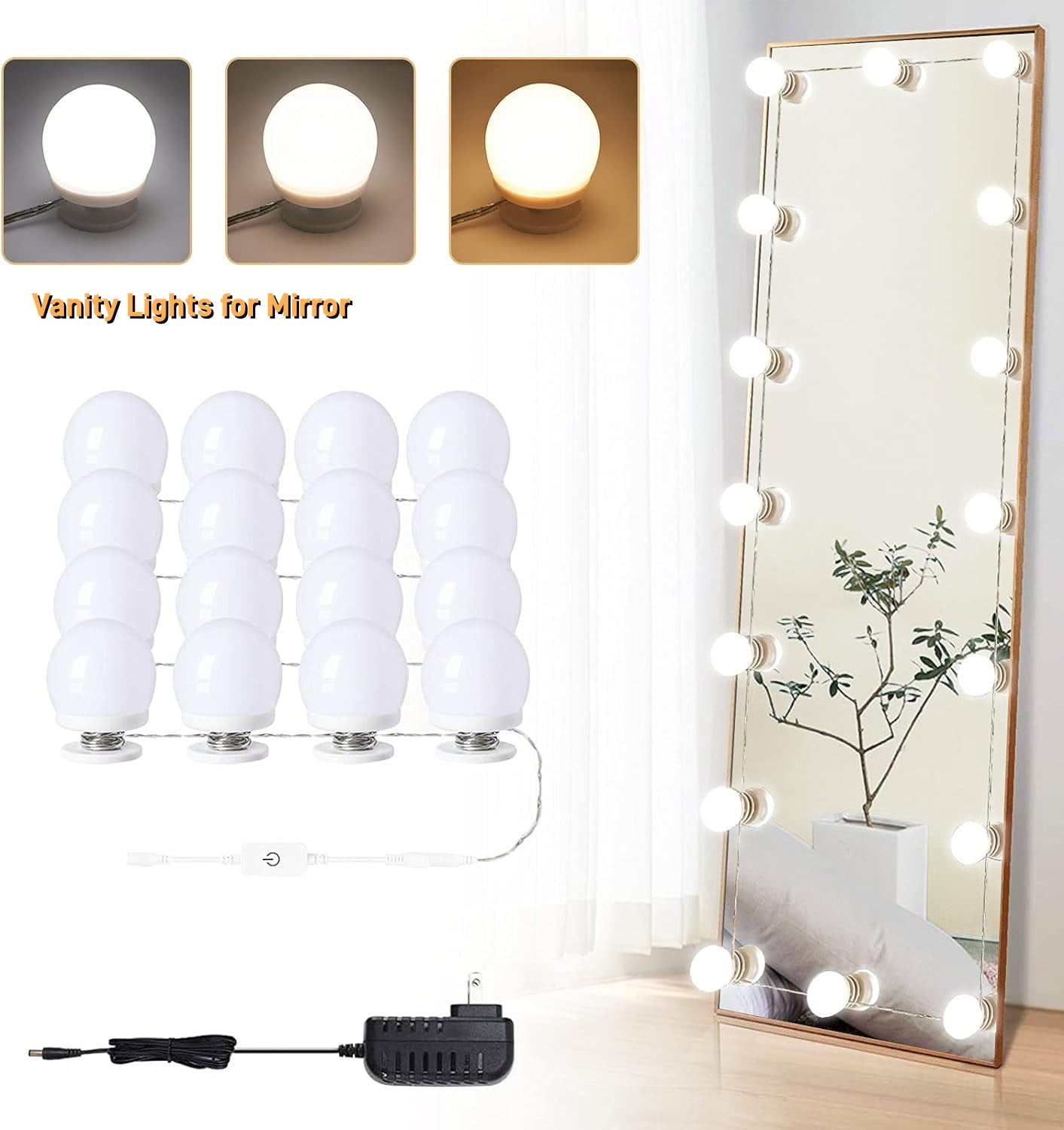 16 LED Dimmable Hollywood Makeup Vanity Lights