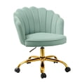 thumbnail image 1 of Vanity Makeup Desk Chair Velvet Shell Backrest Home Office Chair Upholstered Swivel Adjustable Gold Metal Base Bedroom Sage, 1 of 7