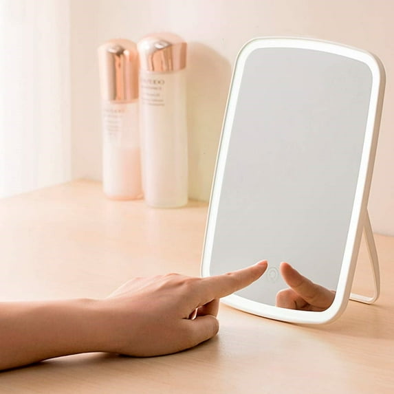 Vanity Makeup Lighted LED Desk Touch Control 3 Color Lighting Modes Portable Cosmetic Travel Tabletop Mirror USB Rechargeable